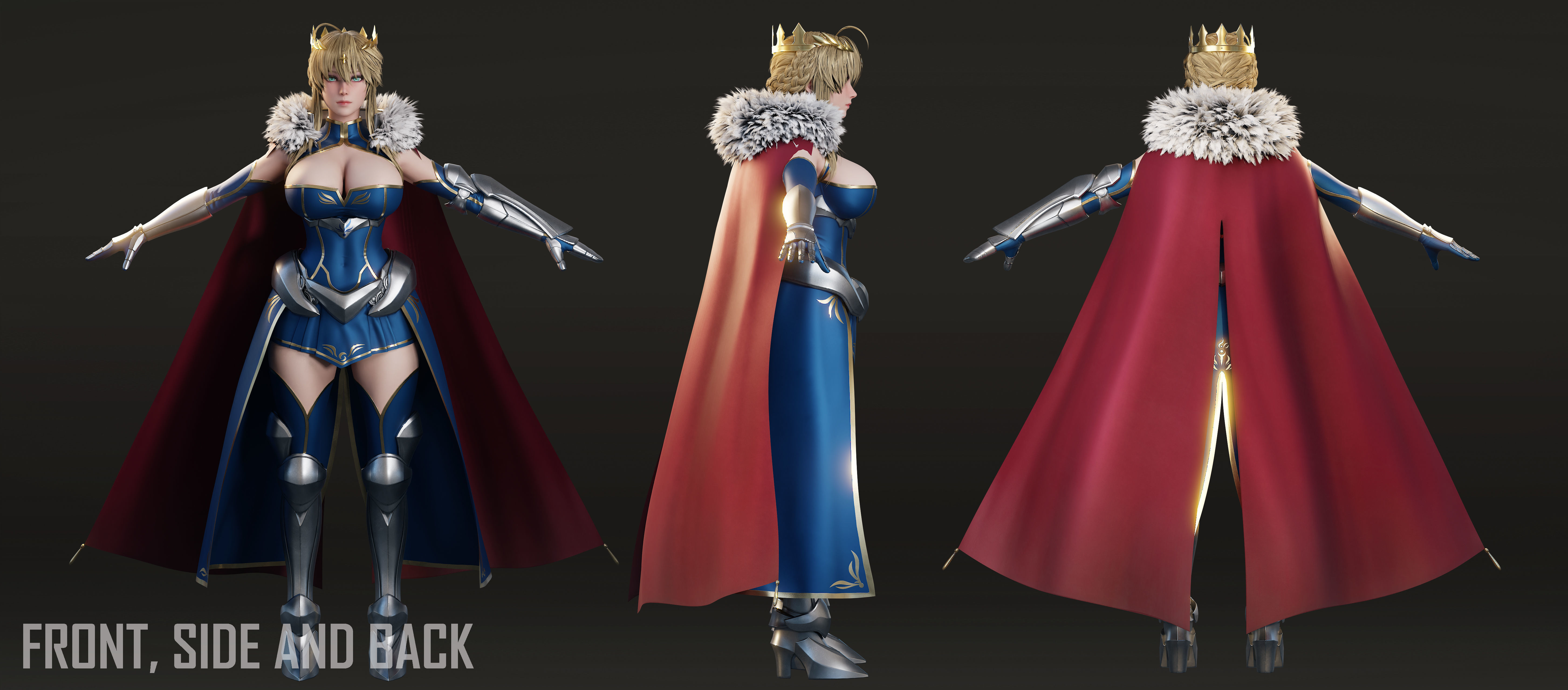 Artoria Pendragon Lancer - Game Ready Low-poly 3D model_11