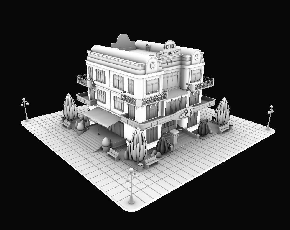 Model STYLIZED BUILDING - Hotel 3 3D model_2