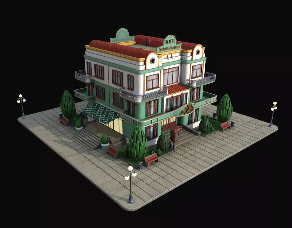 Model STYLIZED BUILDING - Hotel 3 3D model_0