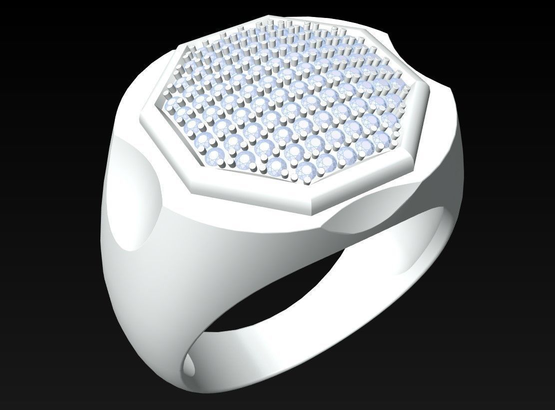 Diamond Ring - Mens Rings - N112042 3D print model_3
