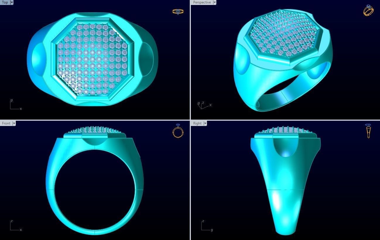 Diamond Ring - Mens Rings - N112042 3D print model_10