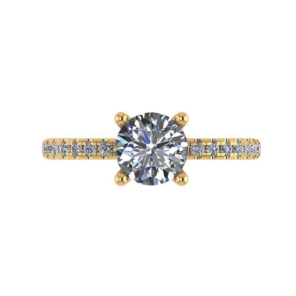 Diamond solitaire ring 3D print model_3