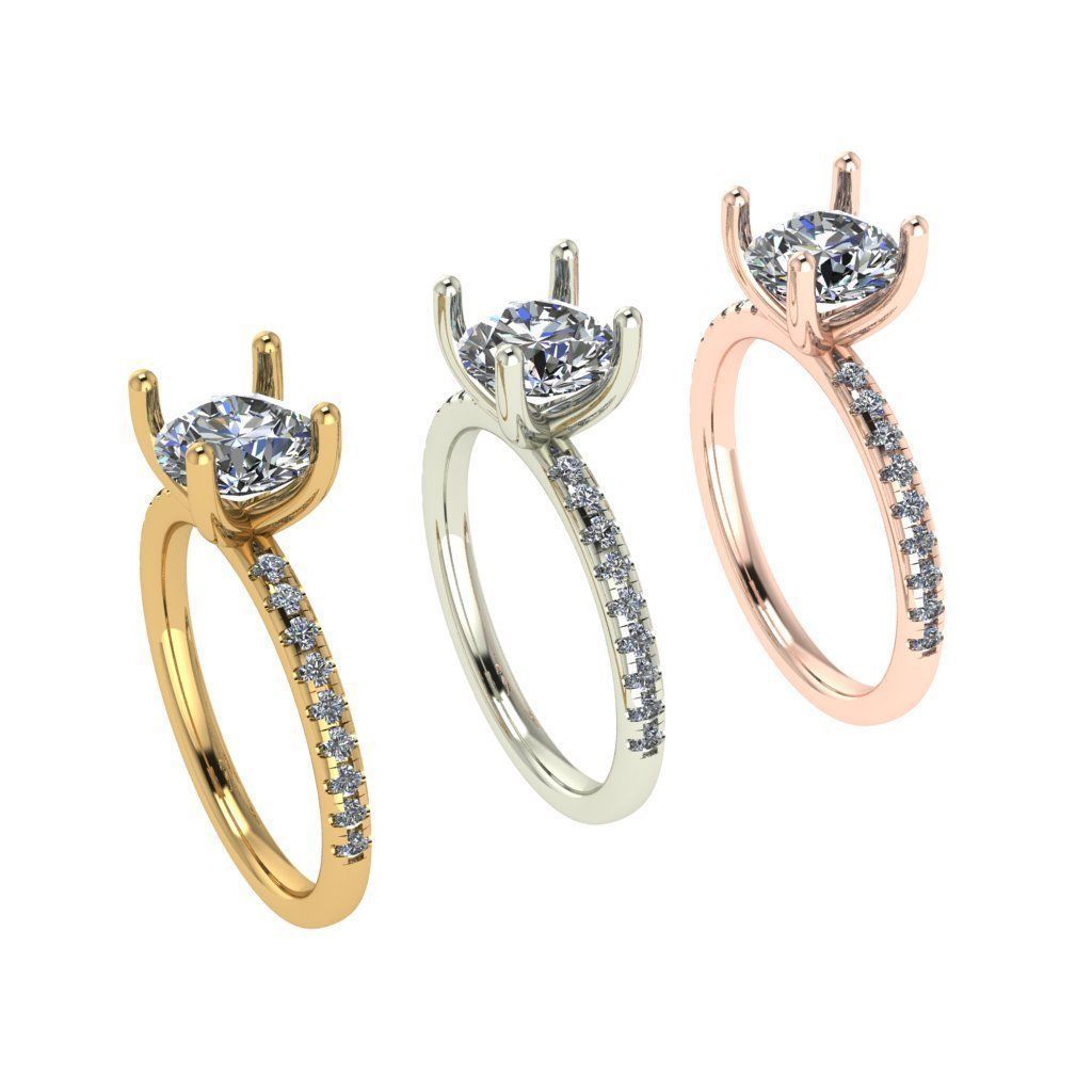 Diamond solitaire ring 3D print model_4