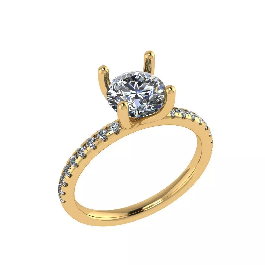 Diamond solitaire ring 3D print model_0