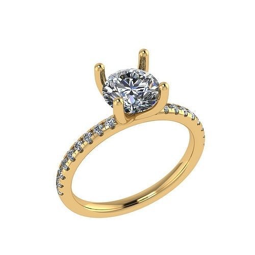 Diamond solitaire ring 3D print model