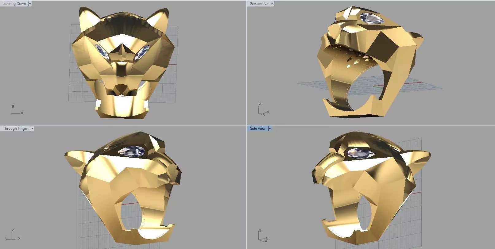 panther ring gold 3D print model_0