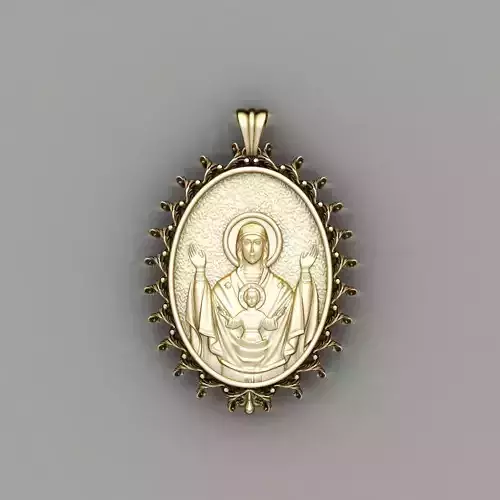 Holy Theotokos Pendant 3D Print Model 