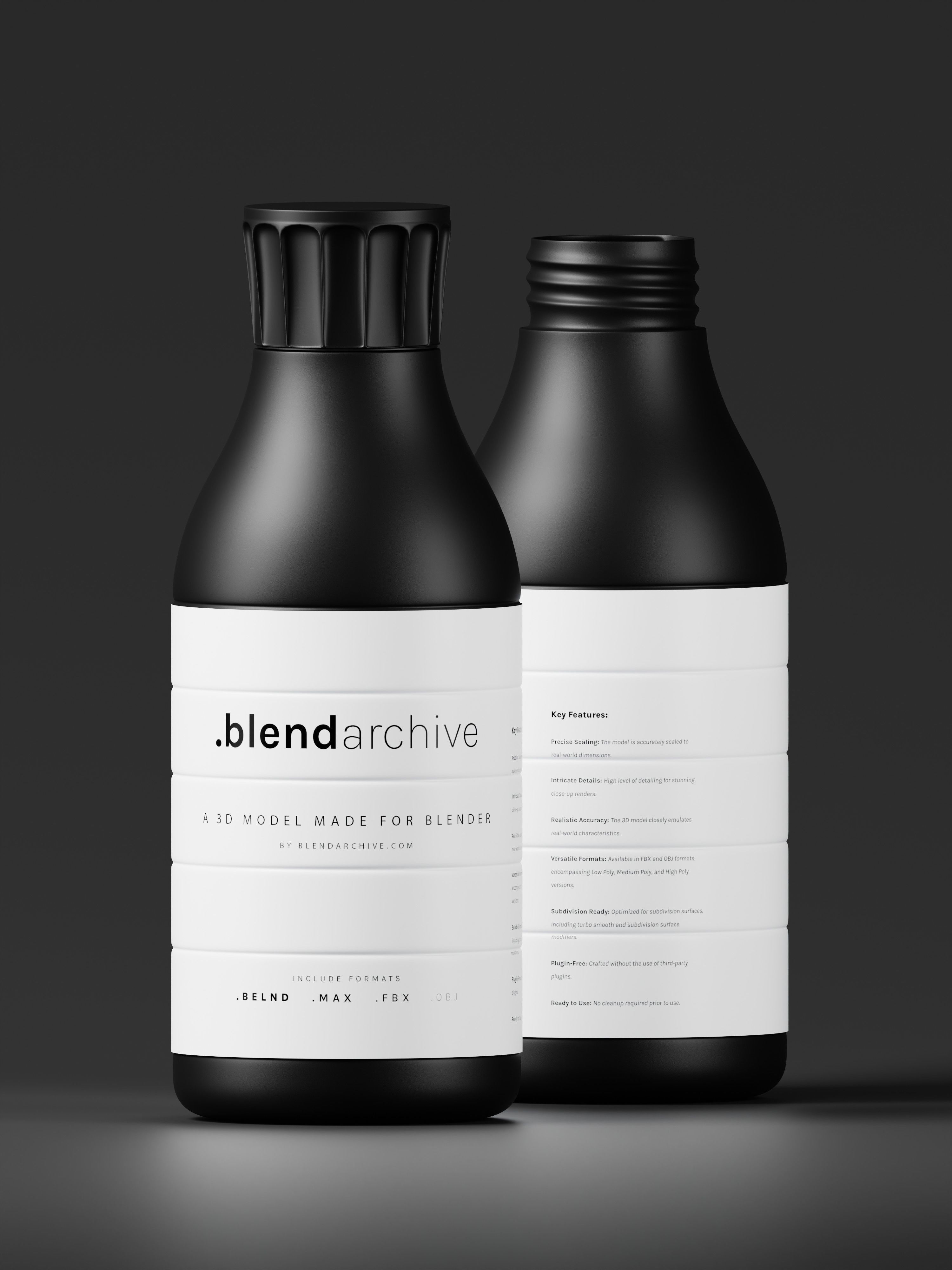 Black Cosmetic Bottle 3D Model Low-poly 3D model_9