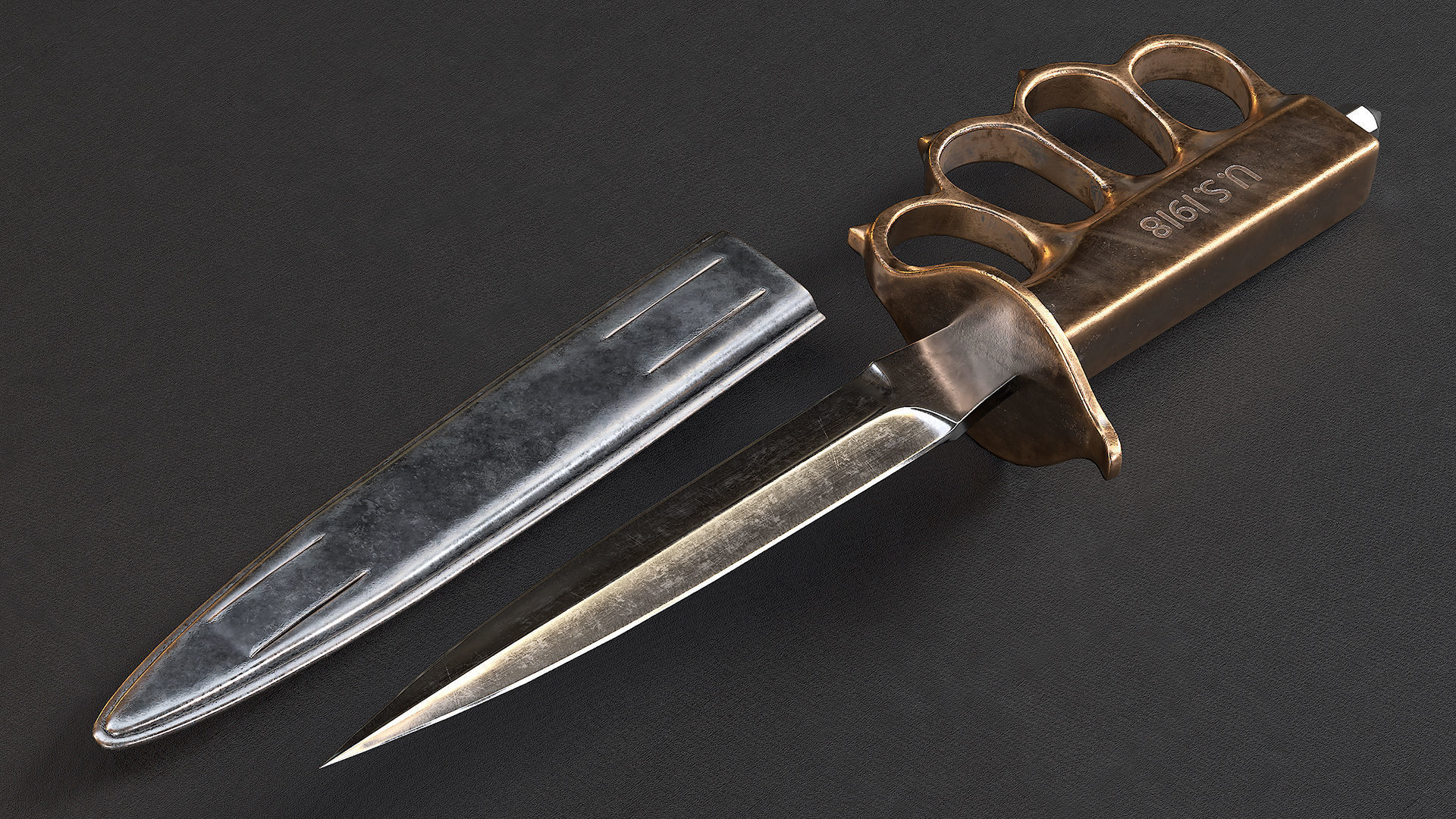 WWI Knives realistic pack 3D model_17