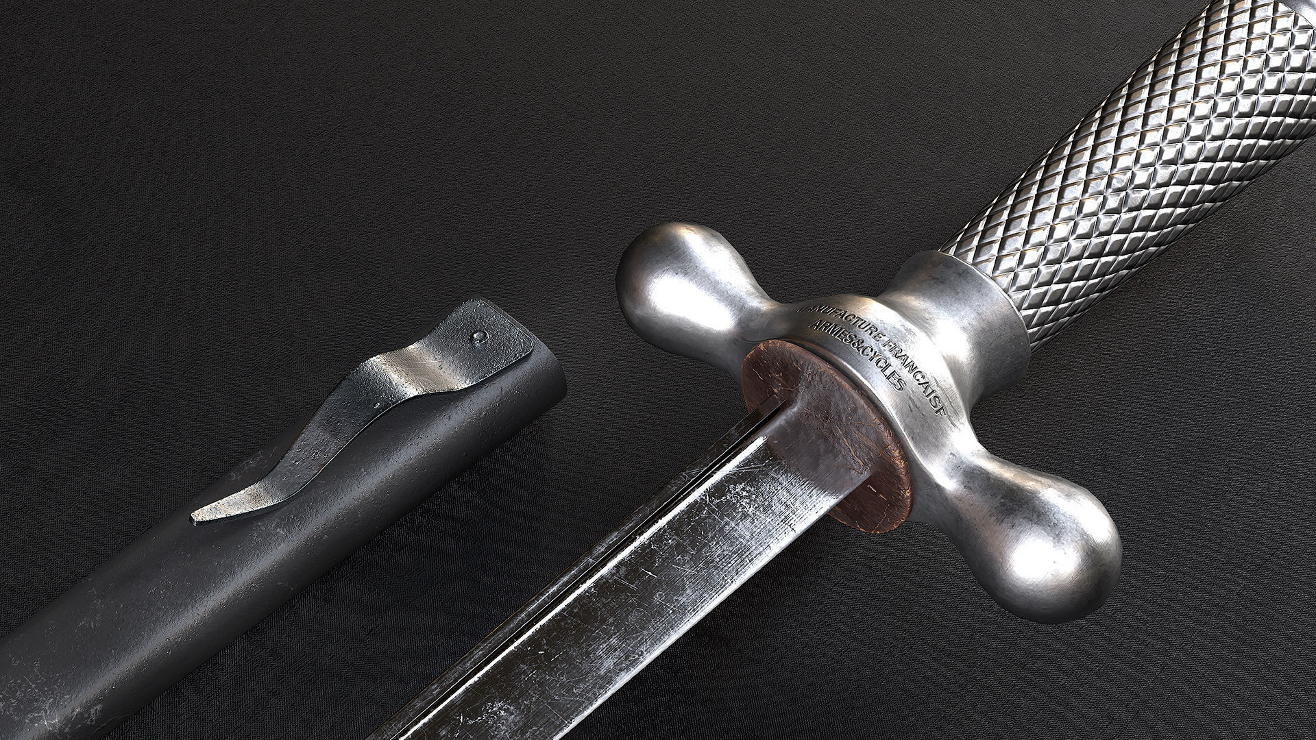 WWI Knives realistic pack 3D model_13