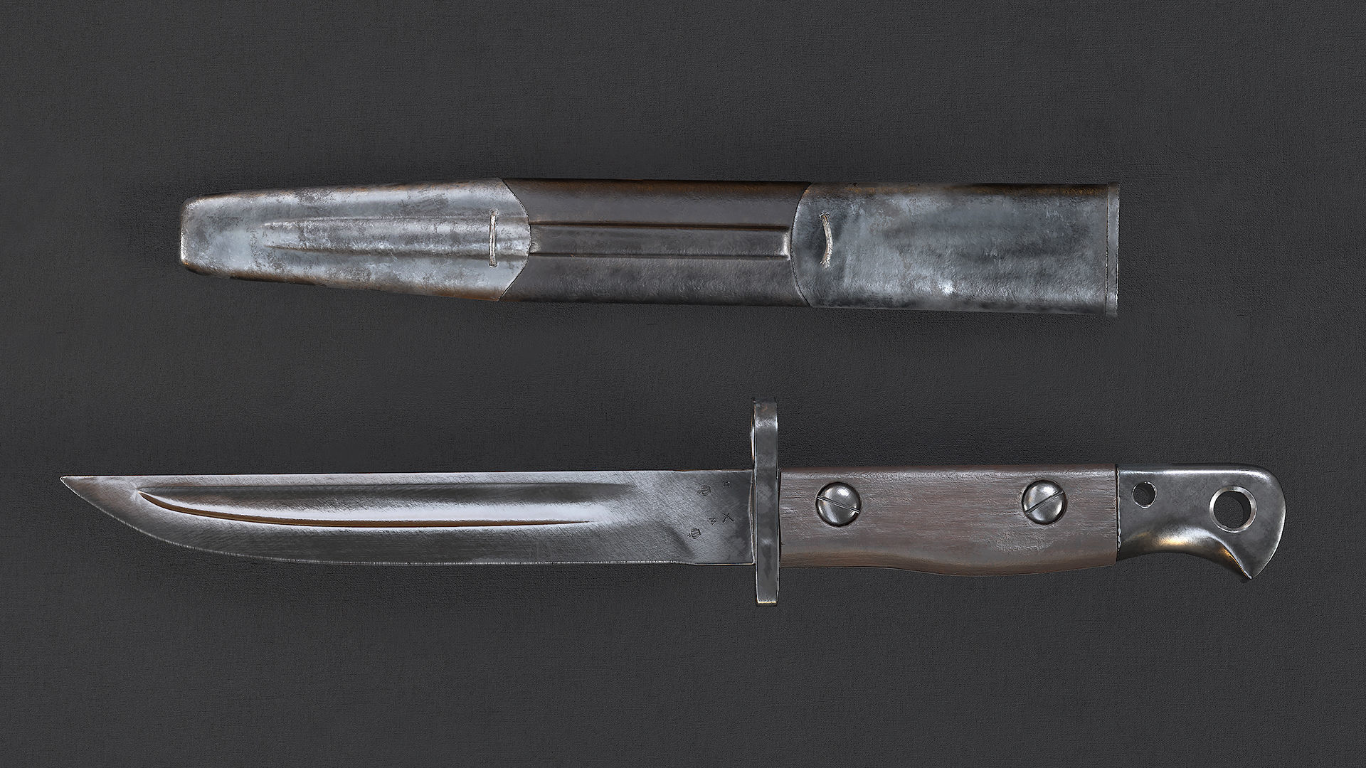 WWI Knives realistic pack 3D model_8