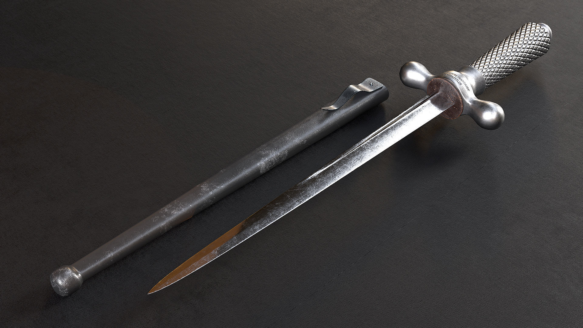 WWI Knives realistic pack 3D model_12