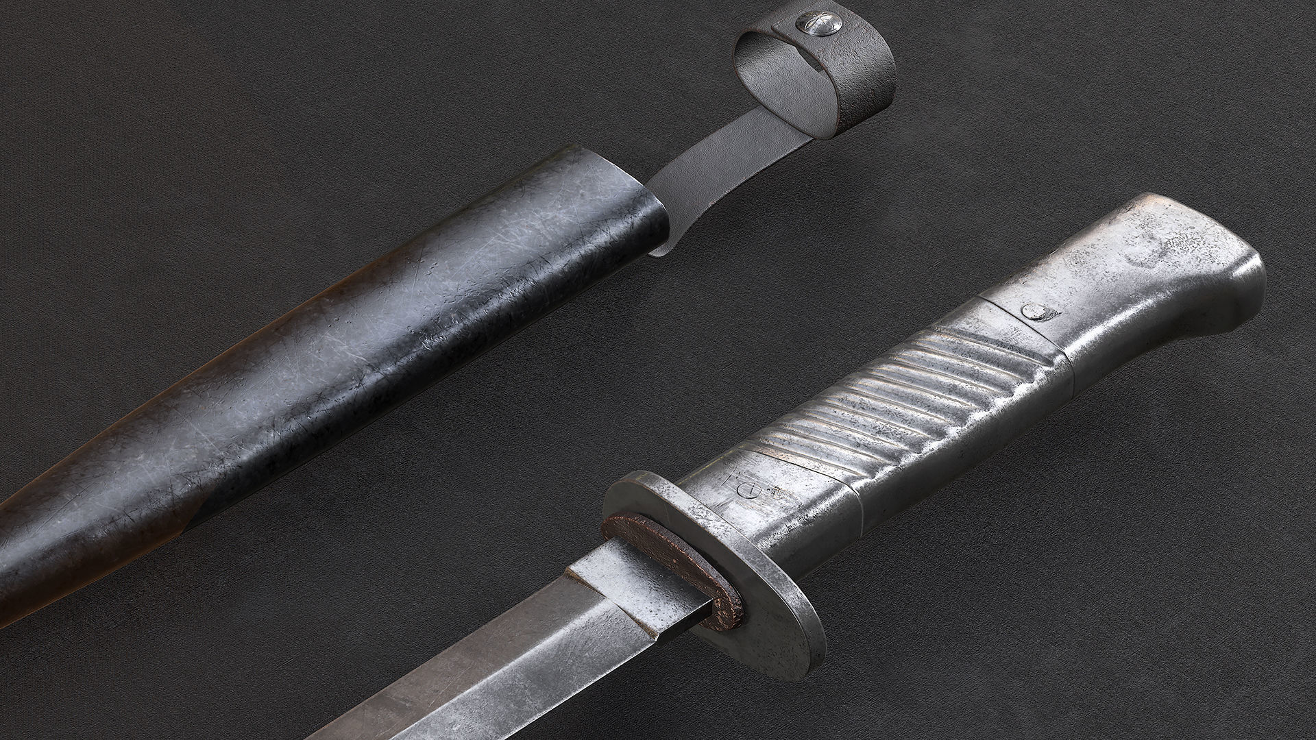 WWI Knives realistic pack 3D model_10