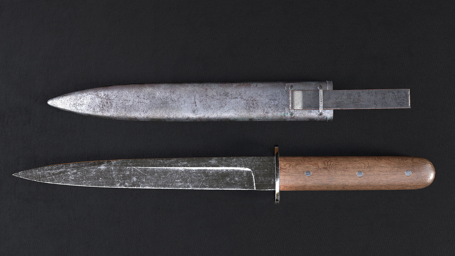 WWI Knives realistic pack 3D model_15