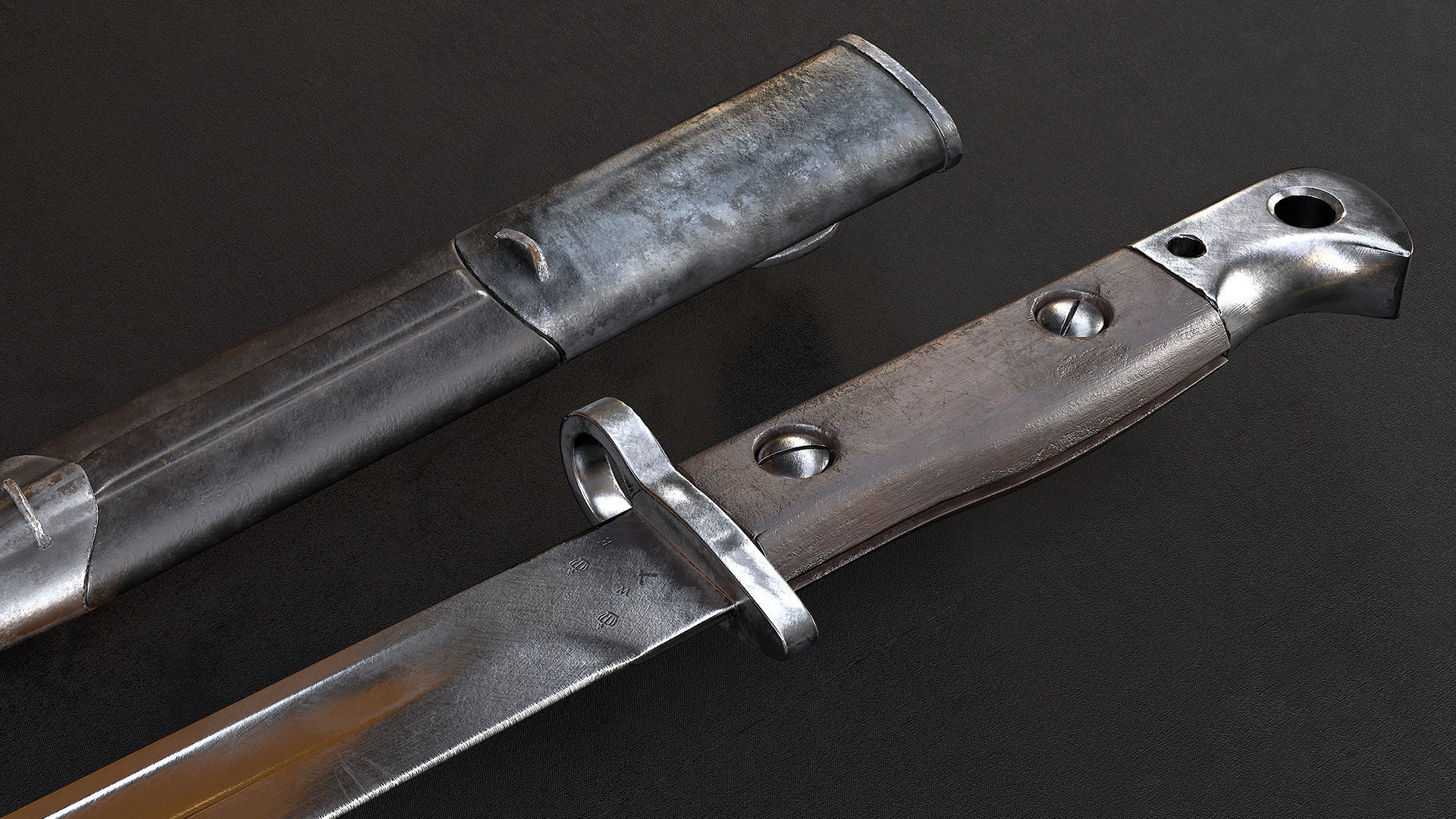 WWI Knives realistic pack 3D model_7