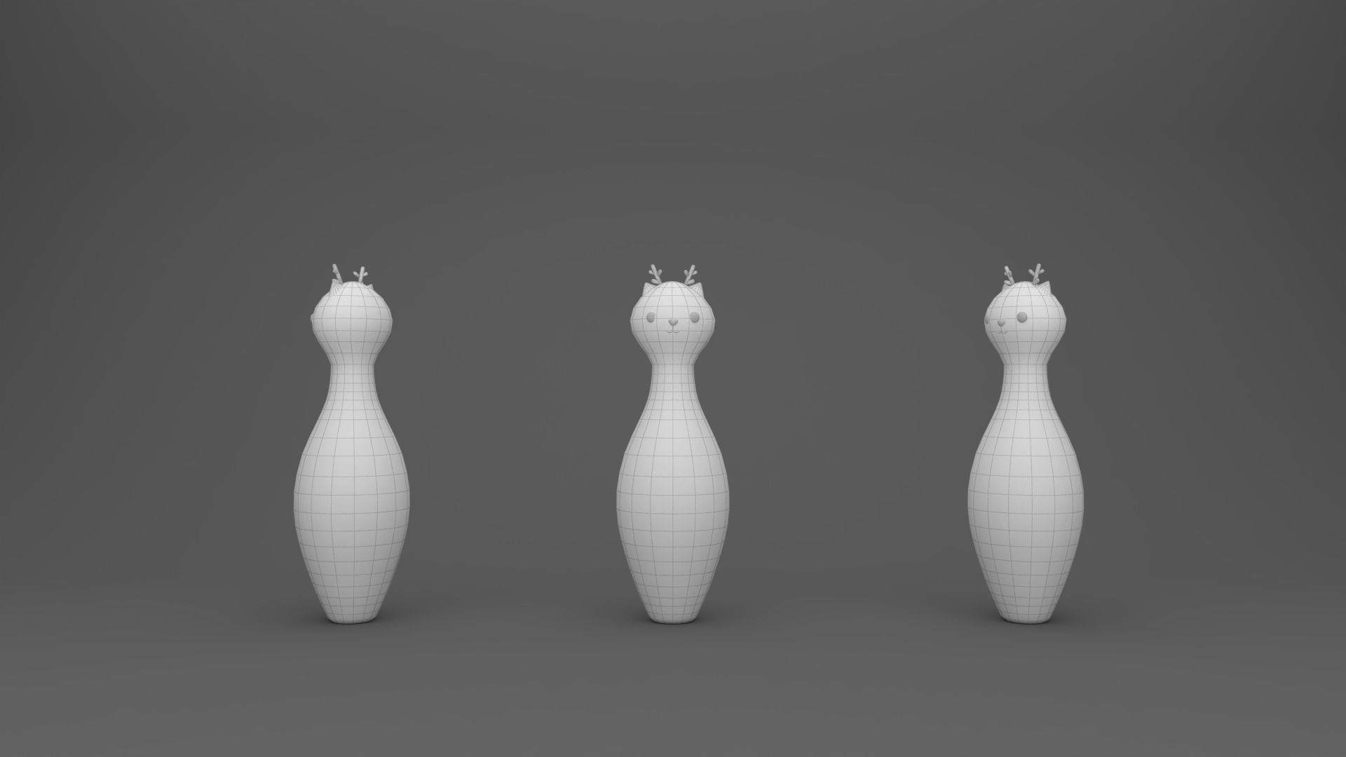 Cartoon Deer Bowling And Ball Bowling Low-poly 3D model_5