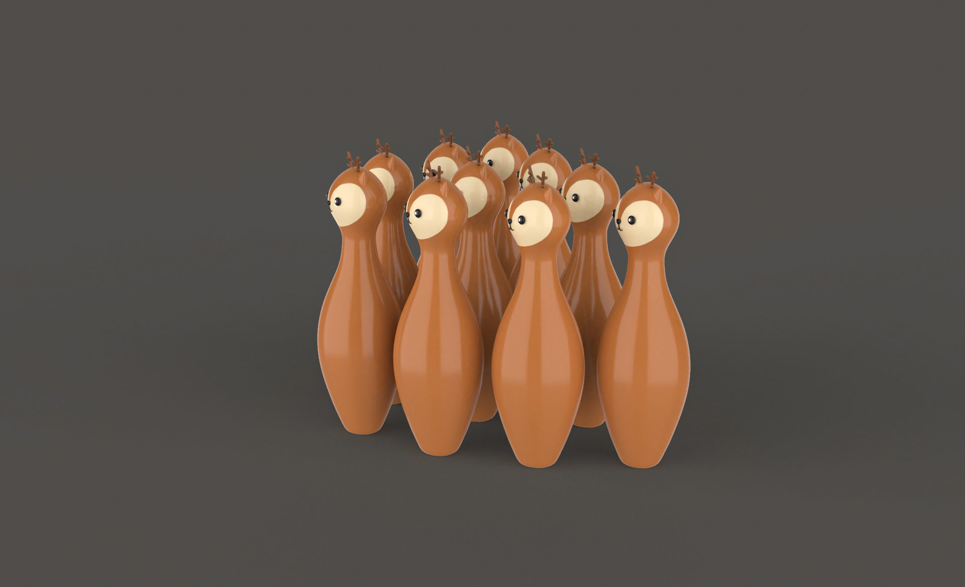 Cartoon Deer Bowling And Ball Bowling Low-poly 3D model_1