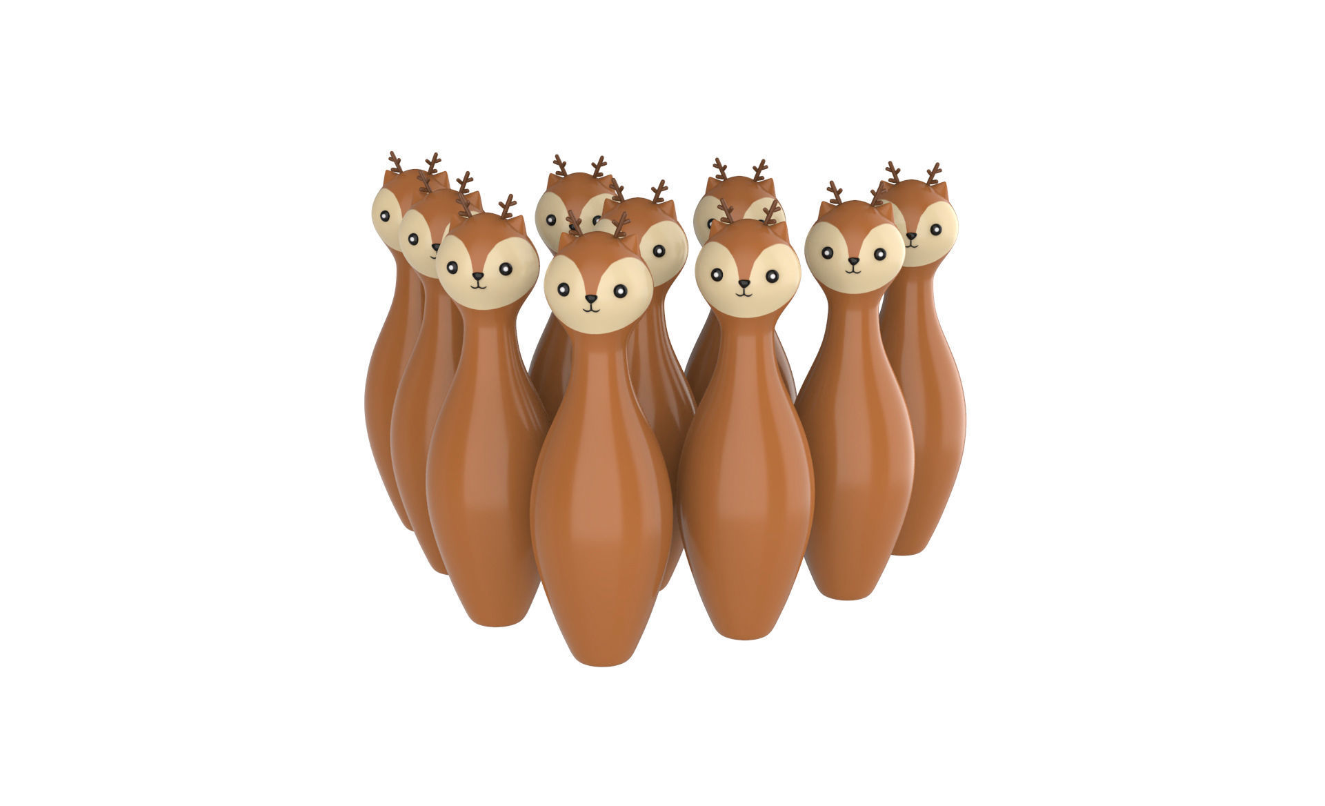 Cartoon Deer Bowling And Ball Bowling Low-poly 3D model_6