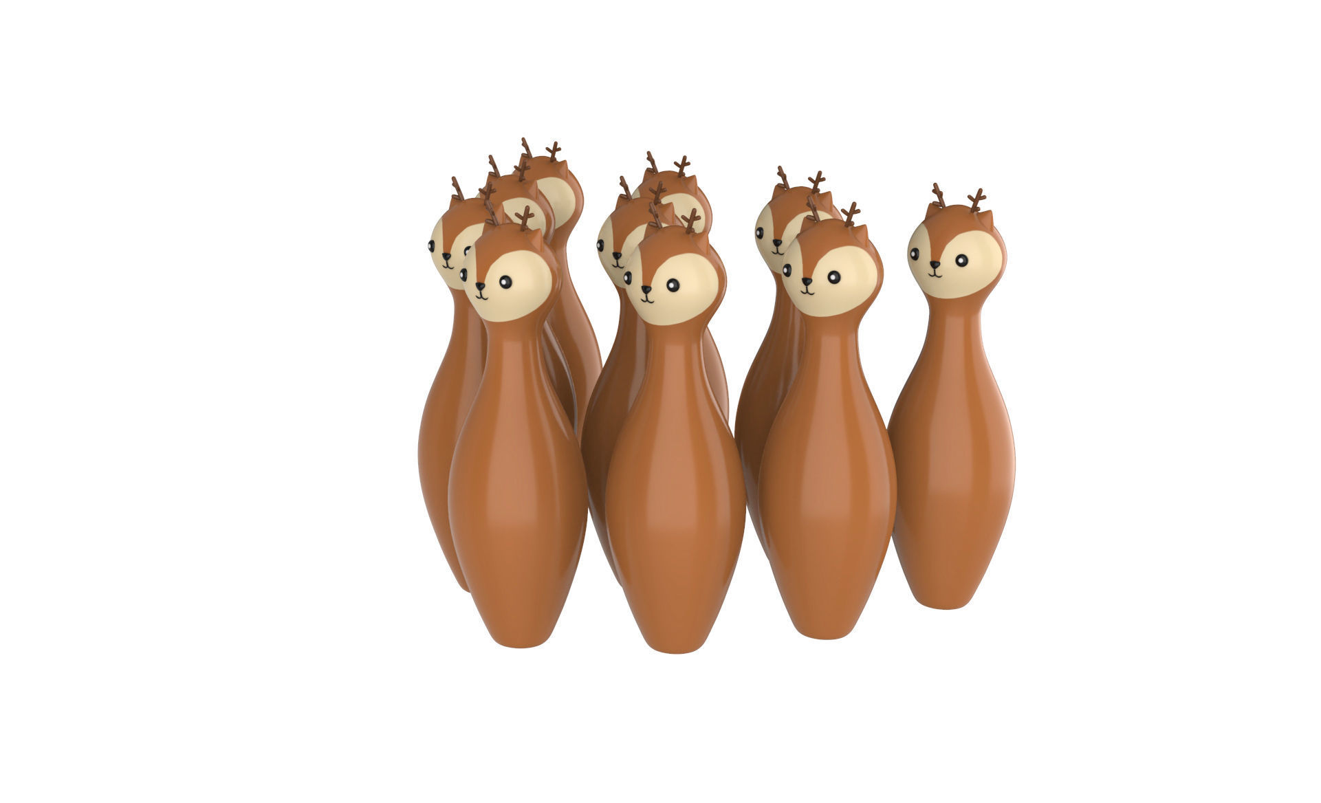 Cartoon Deer Bowling And Ball Bowling Low-poly 3D model_7