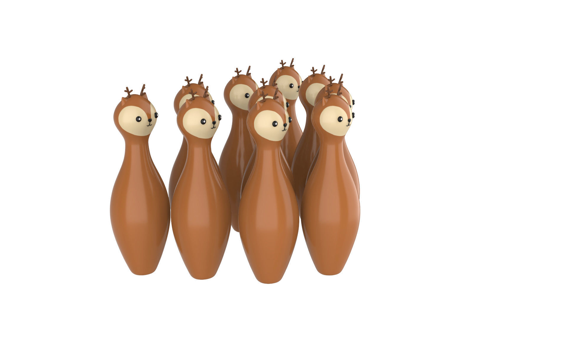 Cartoon Deer Bowling And Ball Bowling Low-poly 3D model_16