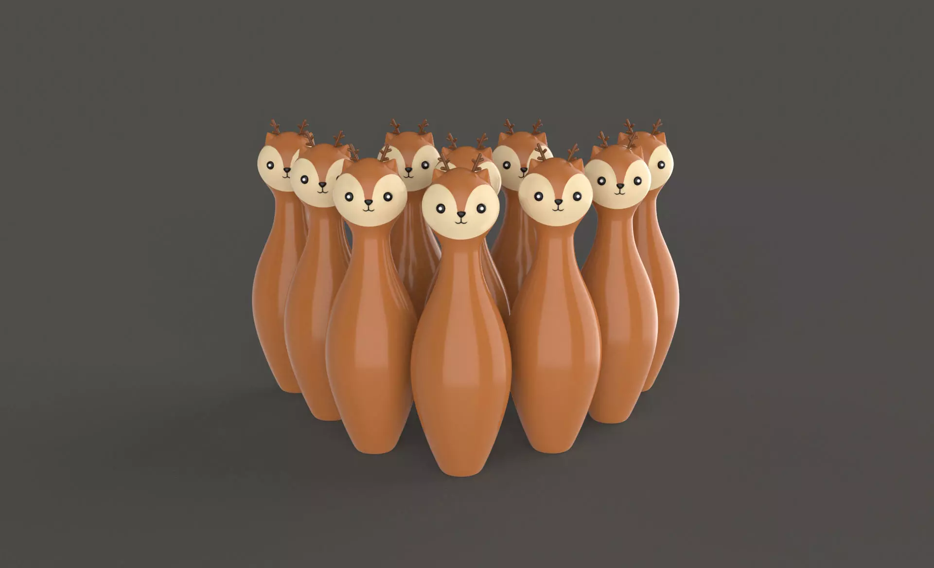 Cartoon Deer Bowling And Ball Bowling Low-poly 3D model_0