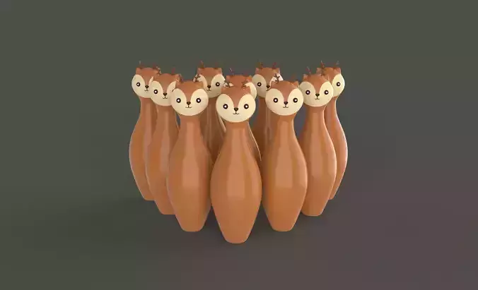 Cartoon Deer Bowling And Ball Bowling 