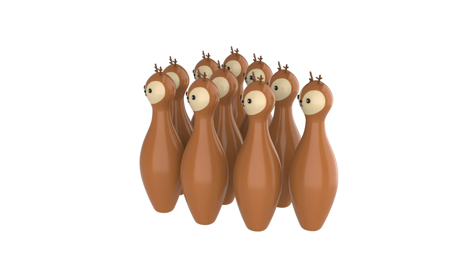 Cartoon Deer Bowling And Ball Bowling Low-poly 3D model_8