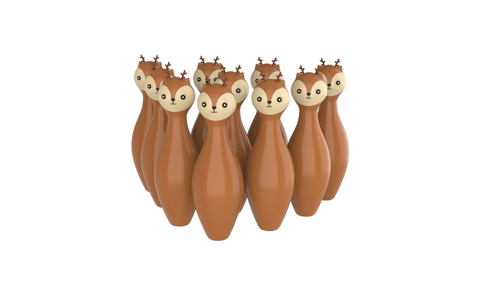 Cartoon Deer Bowling And Ball Bowling Low-poly 3D model_18