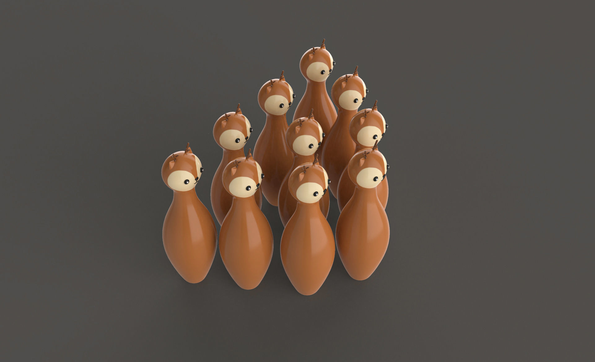 Cartoon Deer Bowling And Ball Bowling Low-poly 3D model_3