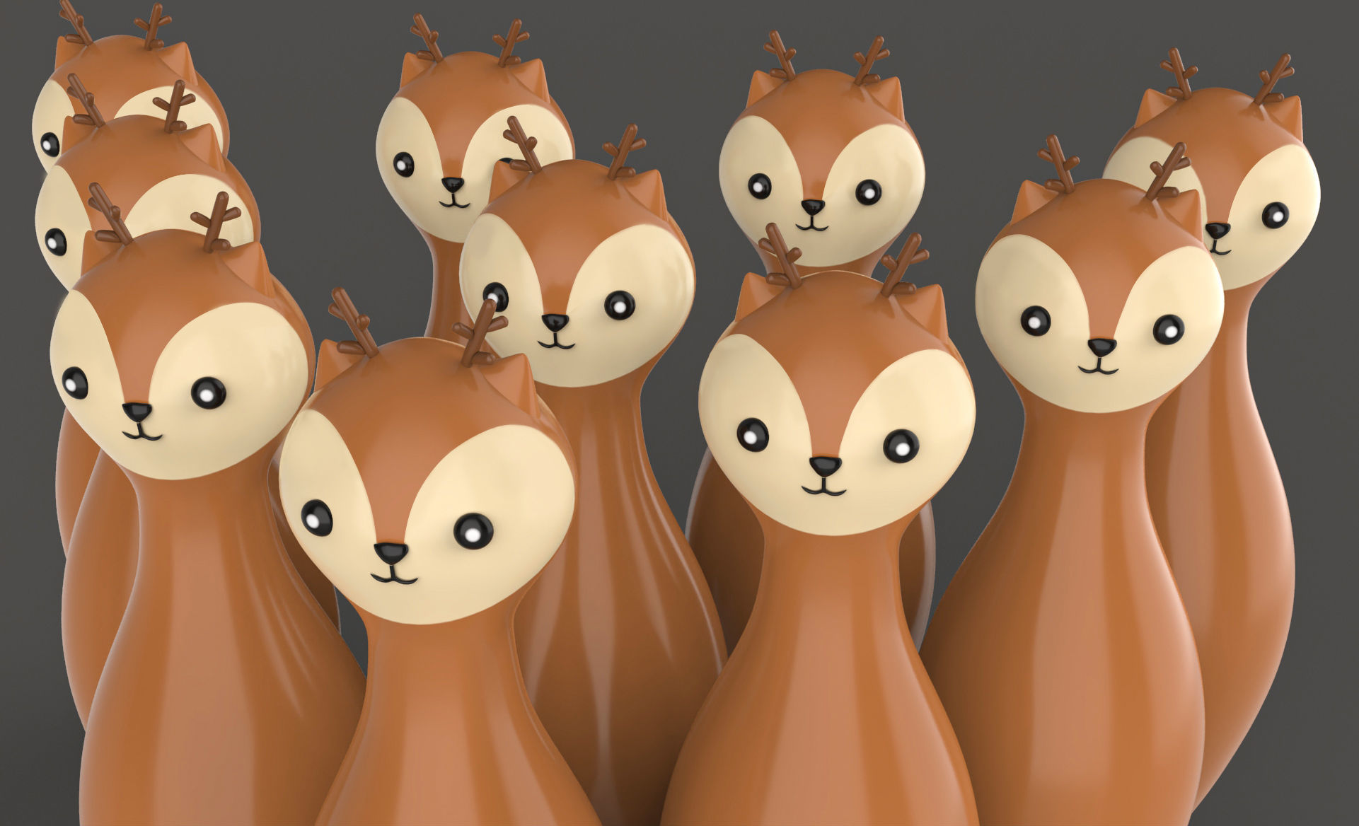 Cartoon Deer Bowling And Ball Bowling Low-poly 3D model_4