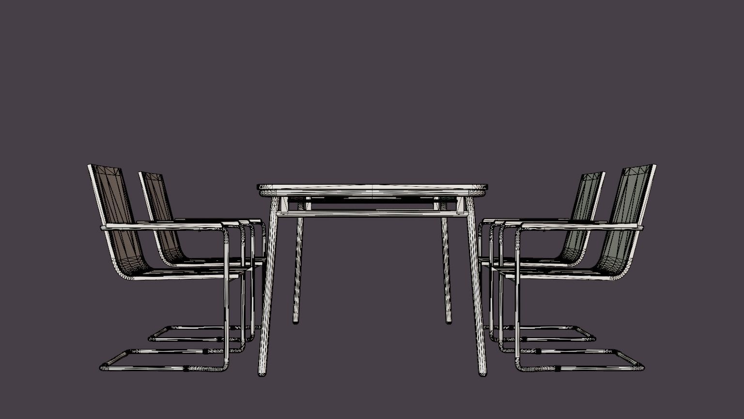 Hono dining set Low-poly 3D model_7