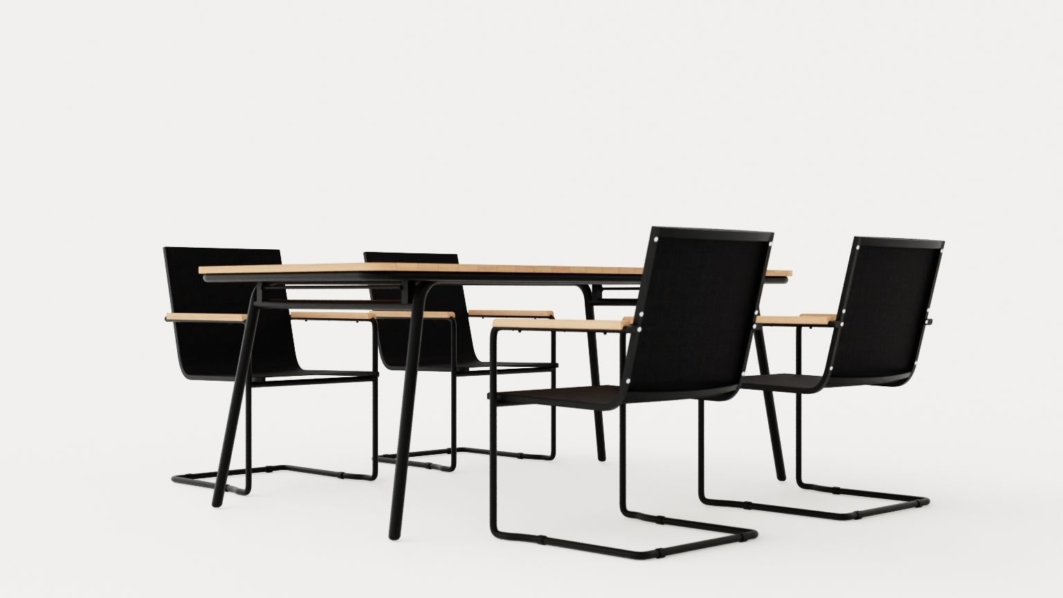 Hono dining set Low-poly 3D model_1