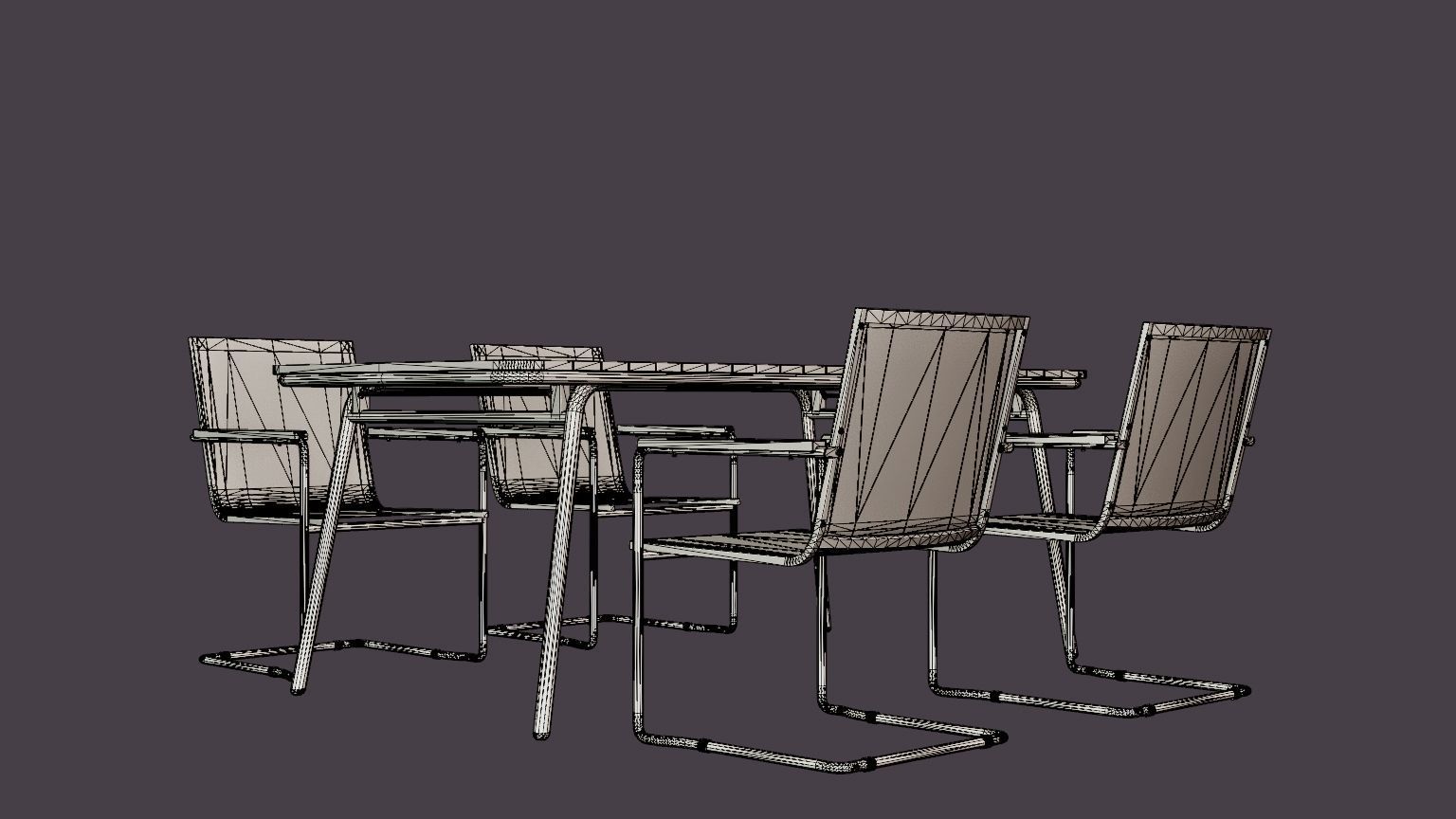 Hono dining set Low-poly 3D model_6