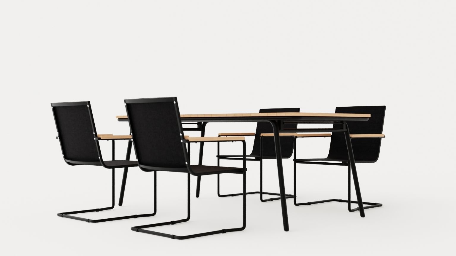 Hono dining set Low-poly 3D model_3