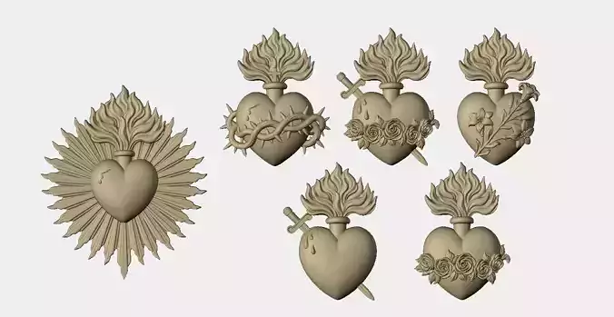 Sacred Hearts 6 Model Bundle 3D print model