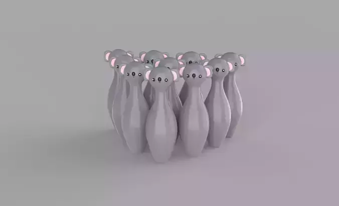 Cartoon Koala Bowling And Ball Bowling