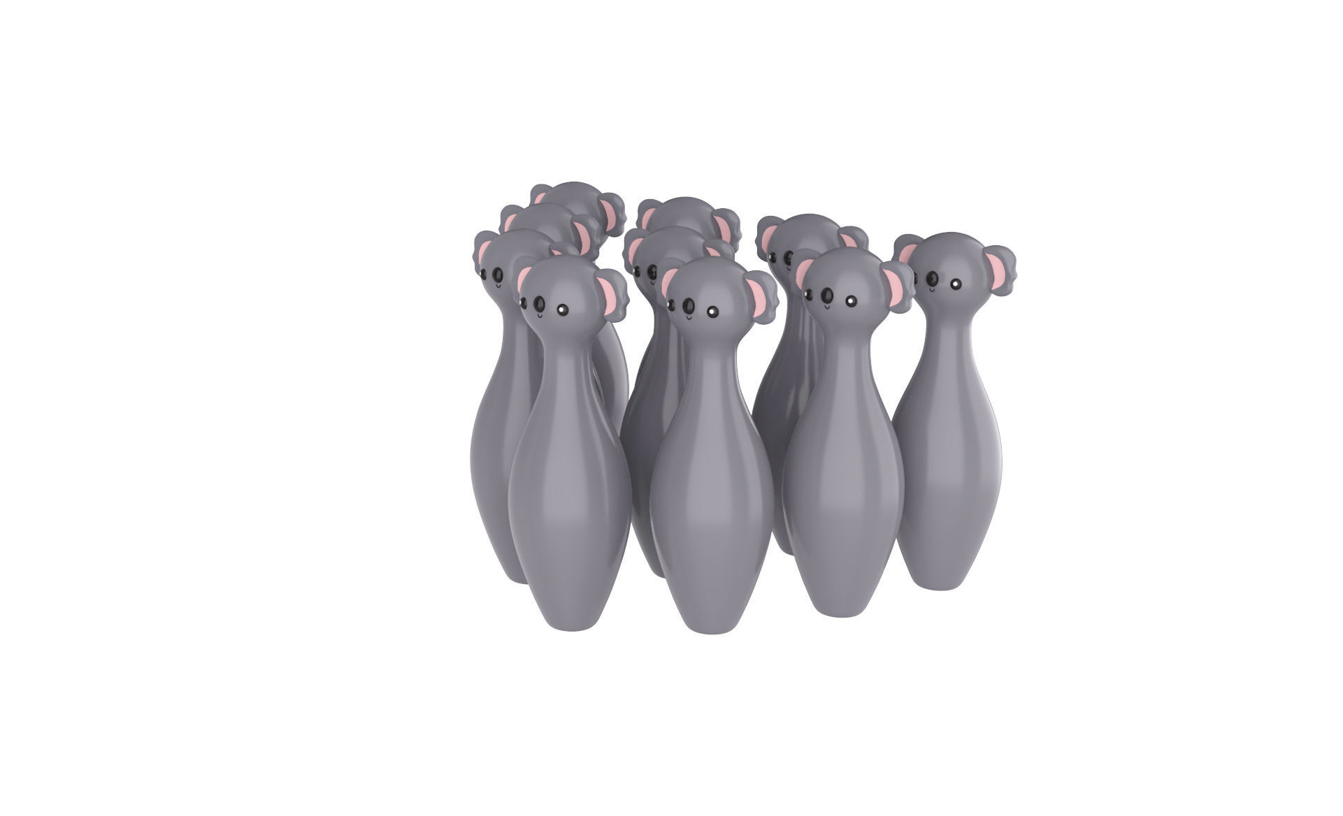 Cartoon Koala Bowling And Ball Bowling Low-poly 3D model_6