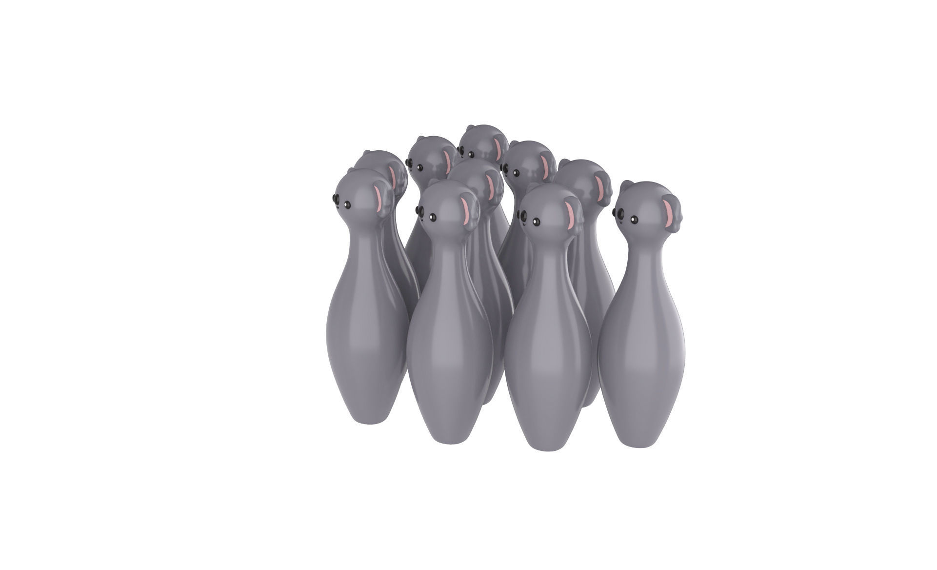 Cartoon Koala Bowling And Ball Bowling Low-poly 3D model_7