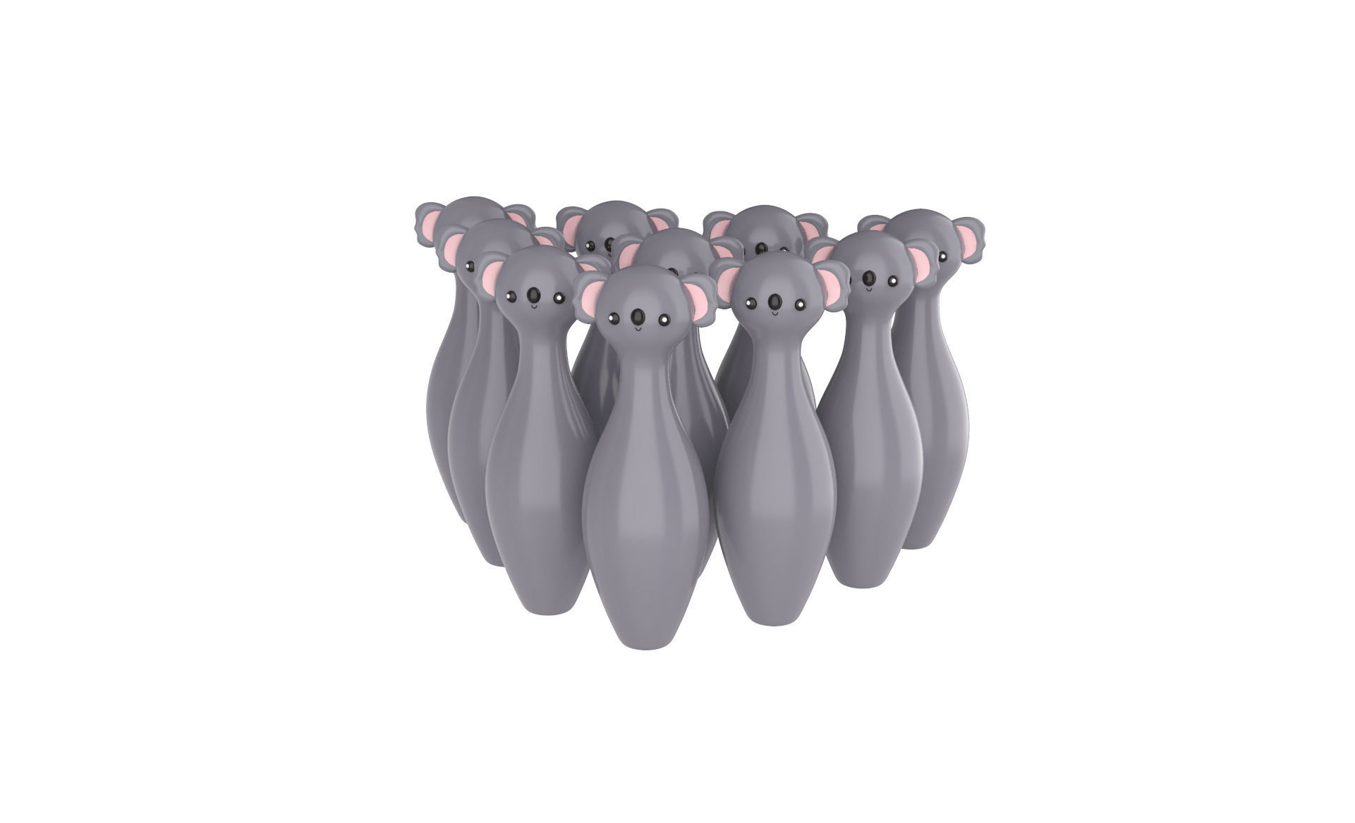 Cartoon Koala Bowling And Ball Bowling Low-poly 3D model_5
