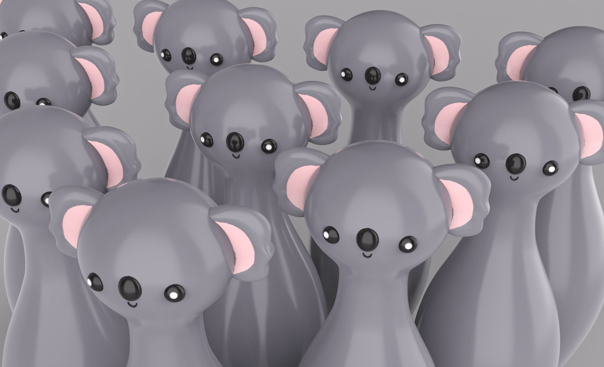 Cartoon Koala Bowling And Ball Bowling Low-poly 3D model_4