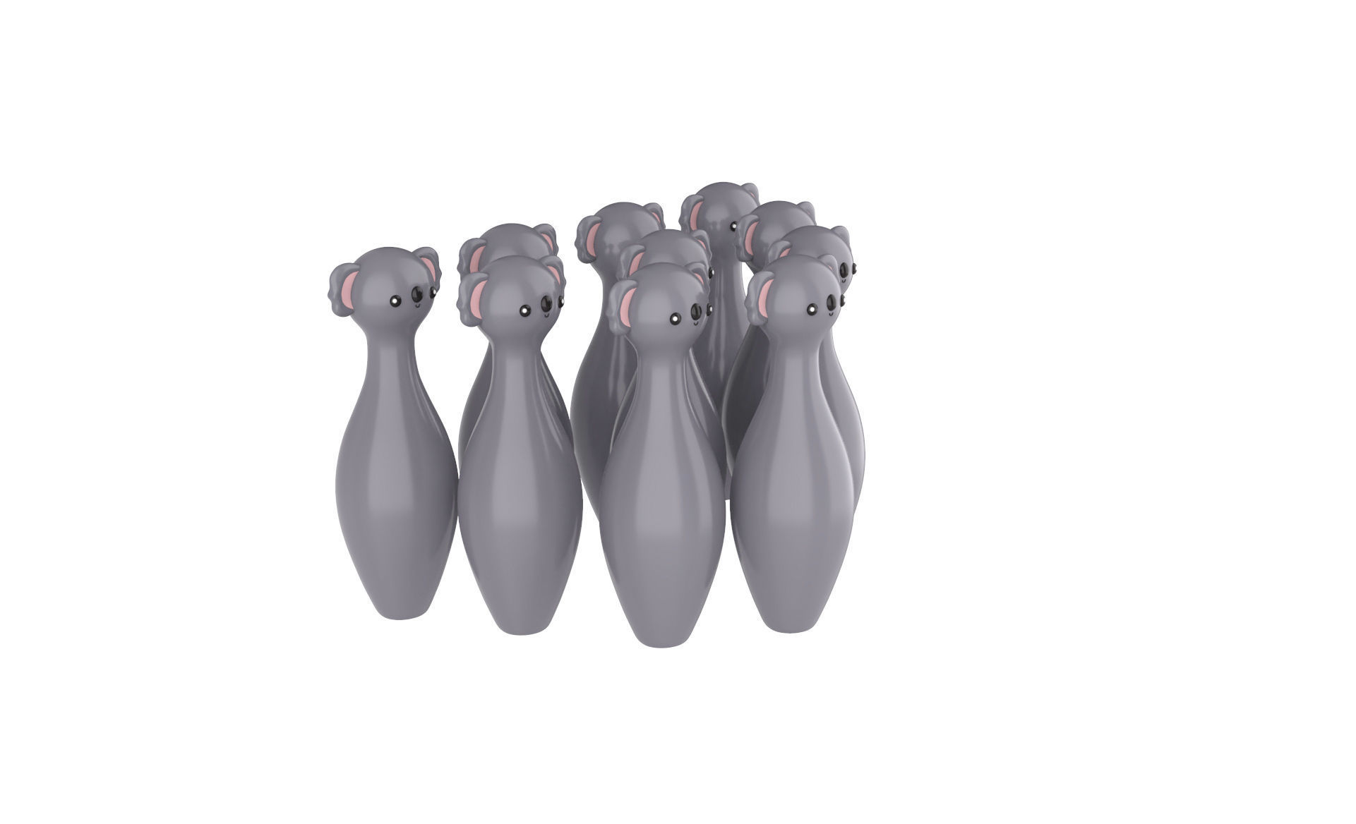 Cartoon Koala Bowling And Ball Bowling Low-poly 3D model_16