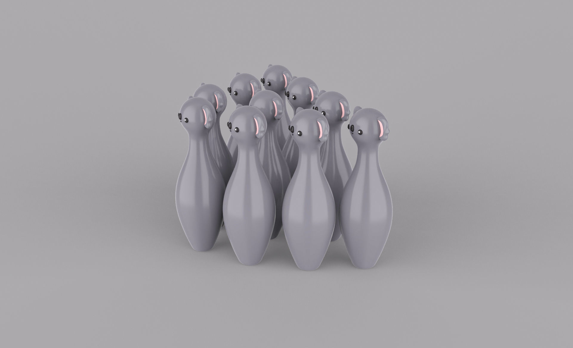 Cartoon Koala Bowling And Ball Bowling Low-poly 3D model_1