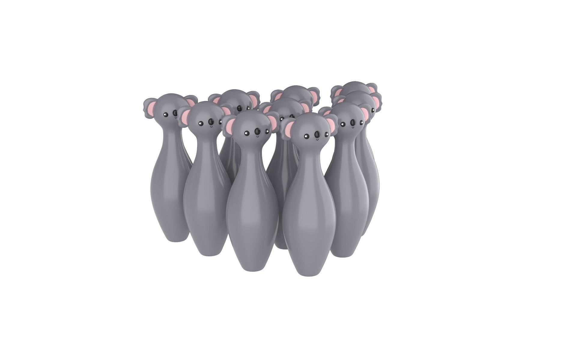 Cartoon Koala Bowling And Ball Bowling Low-poly 3D model_17