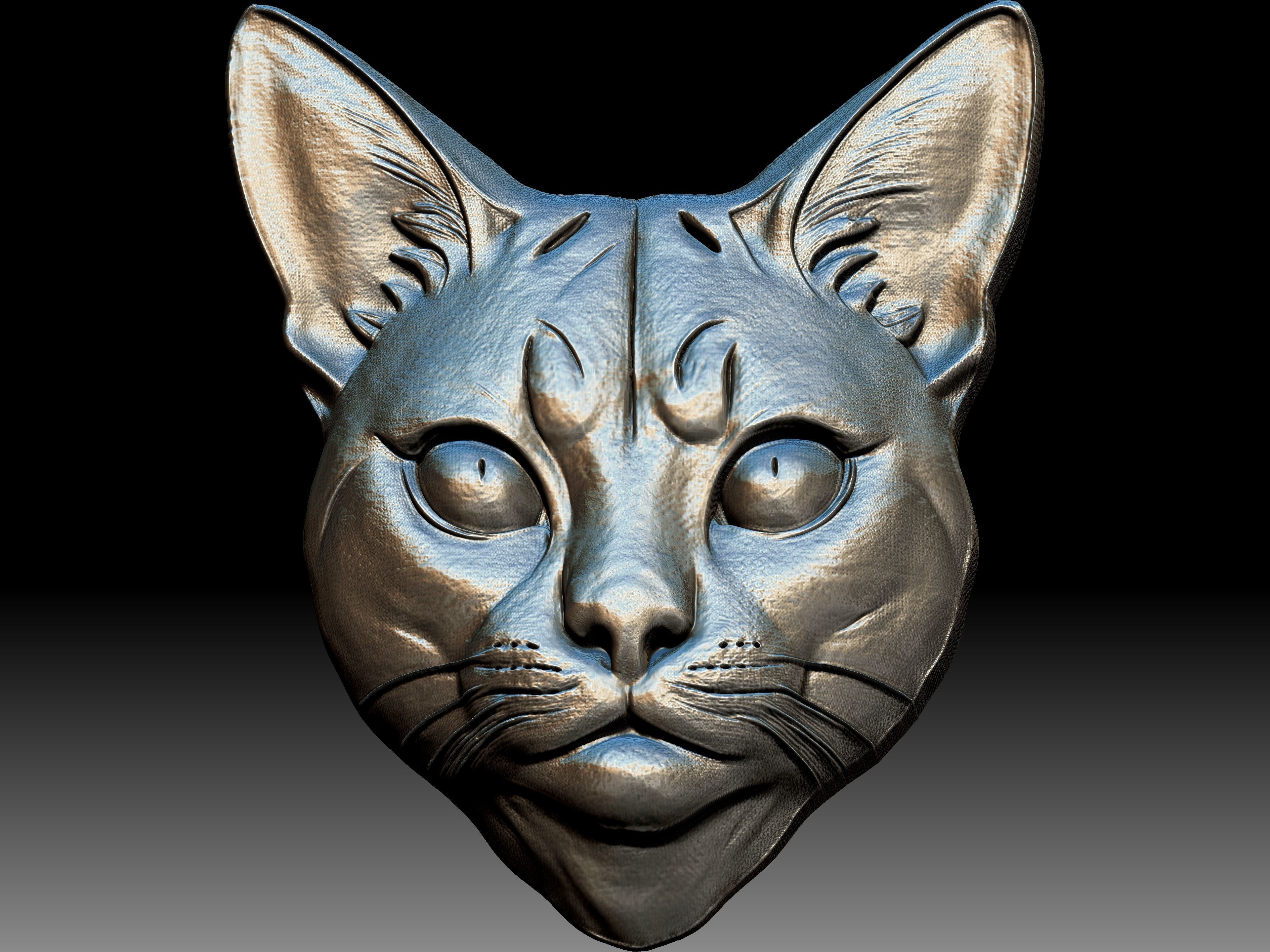 Cat pendant 3D print model_3