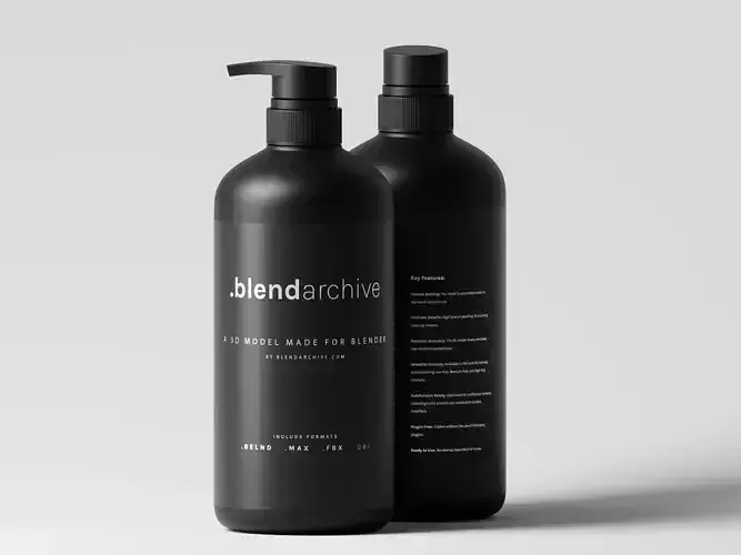 Cosmetic Black Pump Bottle 3D Model