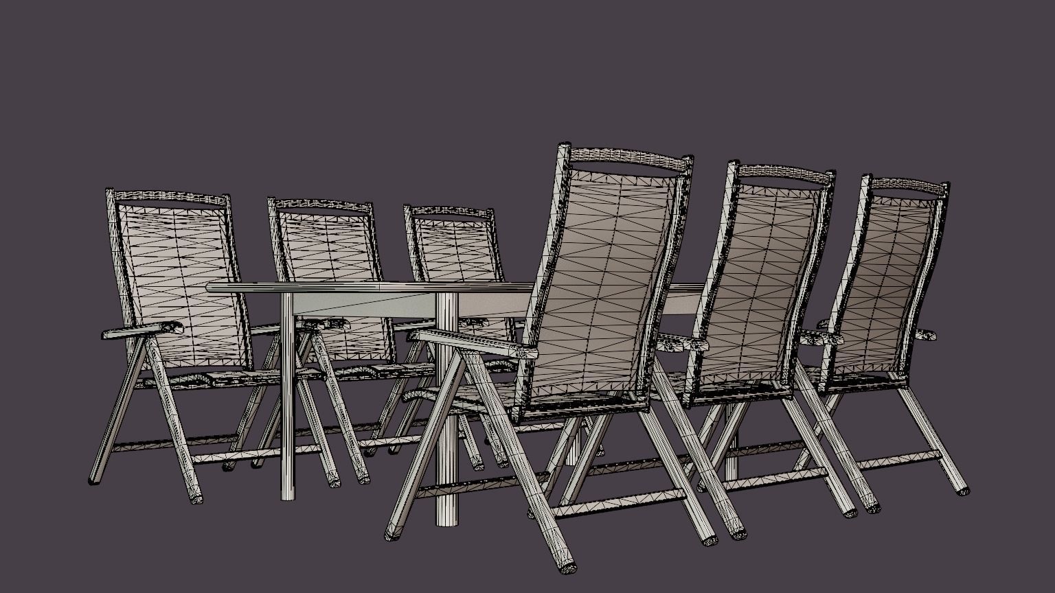 Nice dining set Low-poly 3D model_6