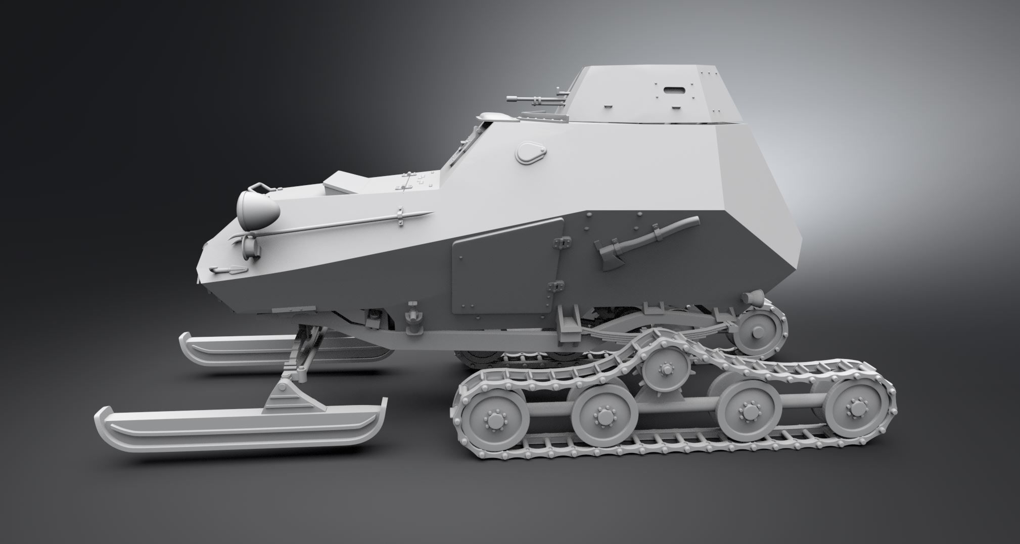 BA64 Snowmobile Scale model  3D print model_1