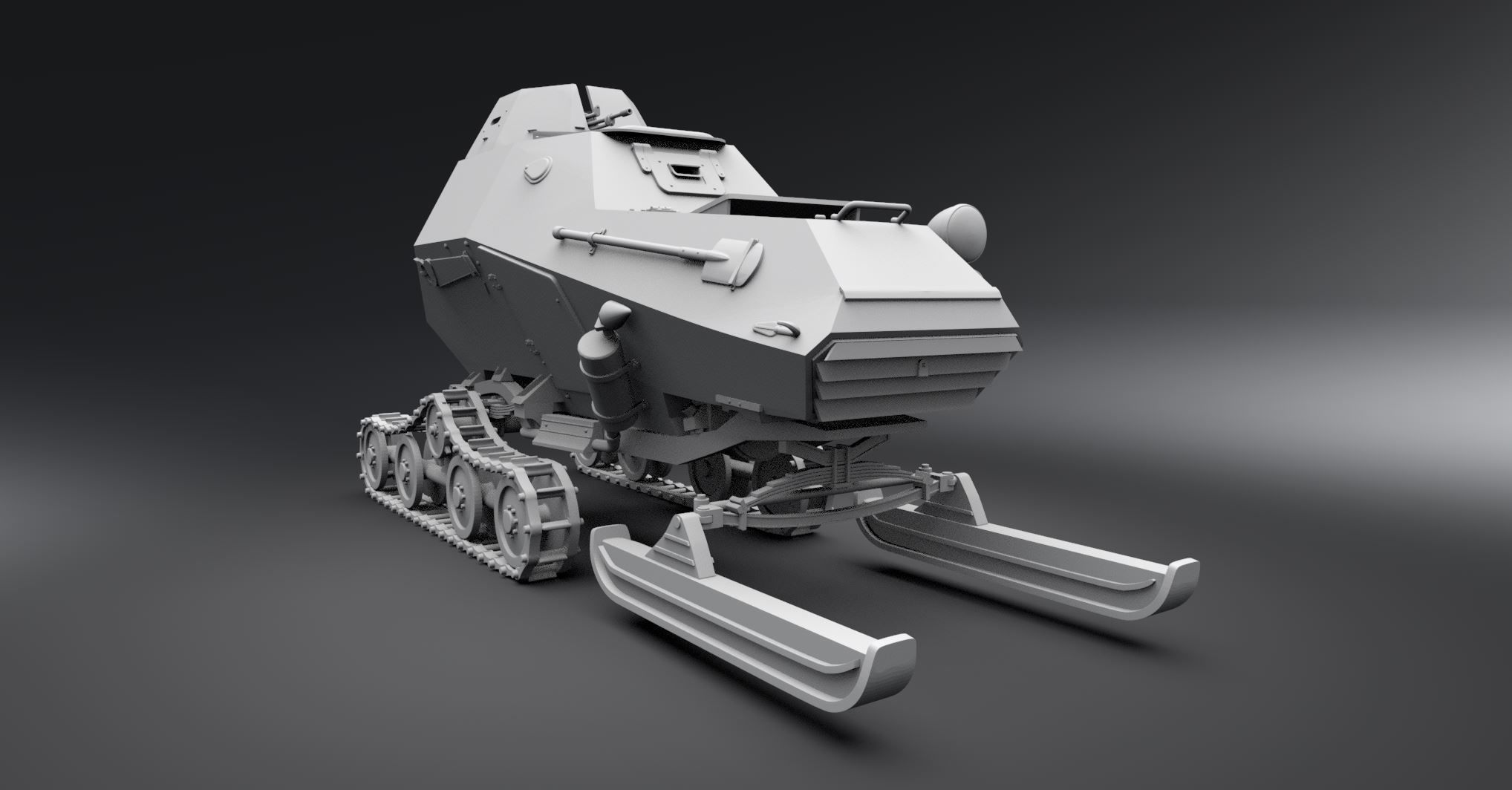 BA64 Snowmobile Scale model  3D print model_4