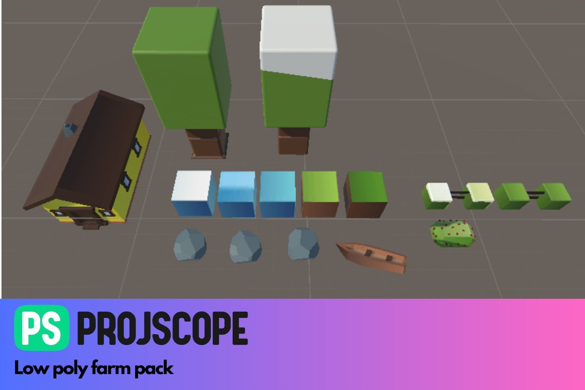 Low poly farm by Projscope Low-poly 3D model_1
