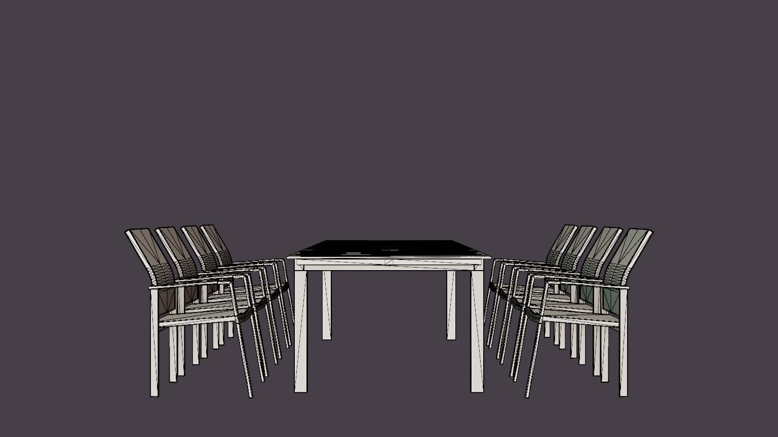 Seattle dining set Low-poly 3D model_5